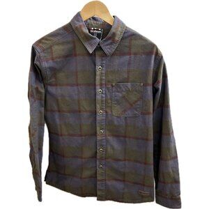 Sherpa Adventure Gear Shirt Mens Medium Blue Green Plaid Flannel Batsa Eco